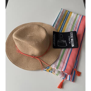 NWT STEVE MADDEN Metallic Sun Packable Hat And Pareo Set New